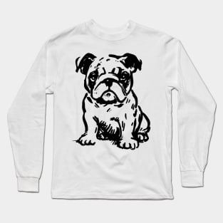 Stick figure bulldog in black ink Long Sleeve T-Shirt